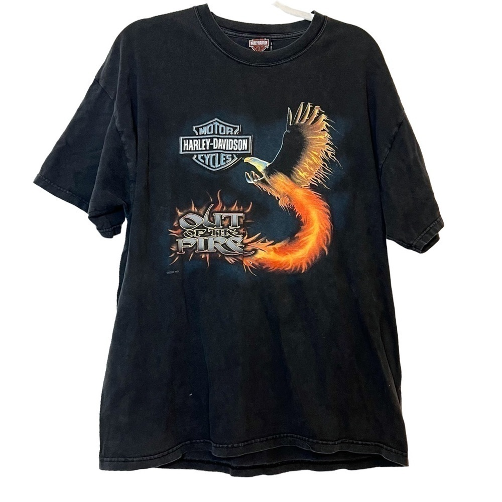 Harley Davidson 2002 Laugerman’s York, PA Out of the Fire Eagle Graphic Tee XL
